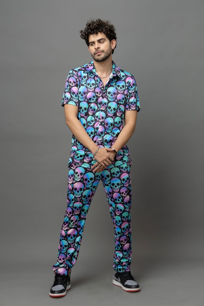 GO DEVIL Skull Printed Co-Ord Set For Men - Image 1
